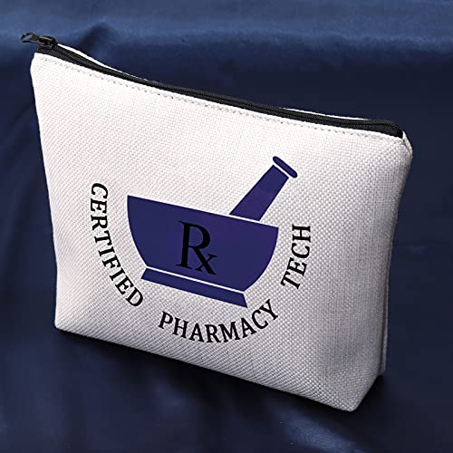 Farmacéutico regalo Rx farmacia maquillaje bolsa certificada farmacia tecnología maquillaje cremallera bolsa cosmética para farmacia Técnico RX regalo farmacéutico, beige, Bolsa de aseo