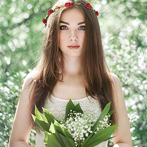 FEPITO 16 Pcs Corona de Flores Flor Venda Guirnalda Floral Guirnalda Venda para Festival Fiesta de Bodas Accesorios para el Cabello