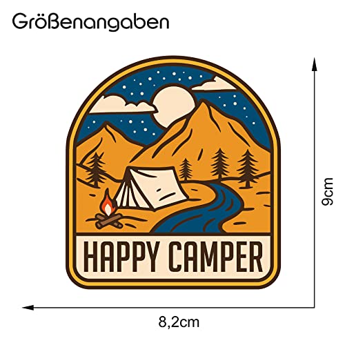 Finest Folia Pegatinas Nature para exteriores, aventuras, senderismo, montañismo, camping, para guitarra, portátil, coche, bicicleta, botella de agua, resistente a la intemperie R181 (04 Happy Camper)
