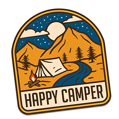 Finest Folia Pegatinas Nature para exteriores, aventuras, senderismo, montañismo, camping, para guitarra, portátil, coche, bicicleta, botella de agua, resistente a la intemperie R181 (04 Happy Camper)