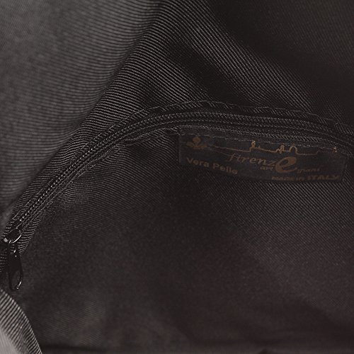 Firenze Artegiani Bolso Bandolera de Mujer en Piel auténtica, Acabado Gamuza, Solapa con Bolsillo con Cierre Cremallera, 24 cm, Marrón Oscuro