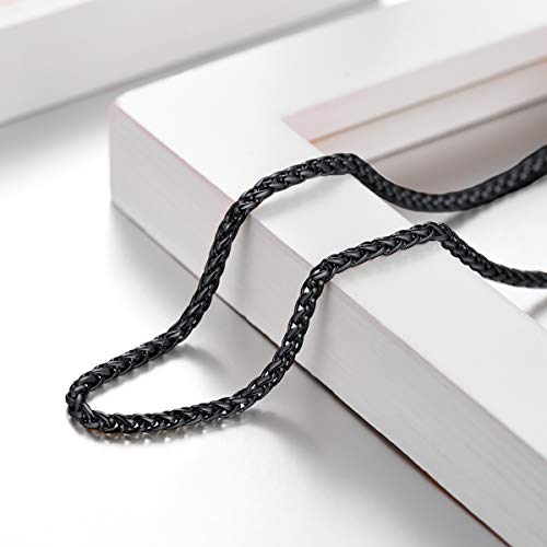 FOCALOOK Collares Acero Inoxidable para Mujeres Muchachas 3mm Cadenas Trenzadas Delgadas de Espiga para Cuello 65cm de Longitud Regalo Aniversario