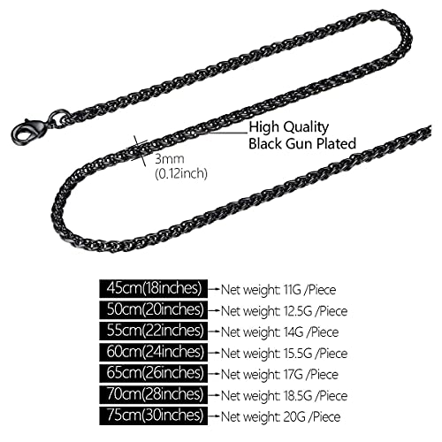 FOCALOOK Collares Acero Inoxidable para Mujeres Muchachas 3mm Cadenas Trenzadas Delgadas de Espiga para Cuello 65cm de Longitud Regalo Aniversario