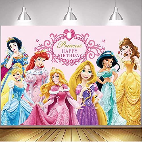 Fondo de princesa de Disney, fondo rosa para baby shower, para niña, 1er cumpleaños, decoración de fotografía, suministros de decoración de princesa, para fiestas temáticas