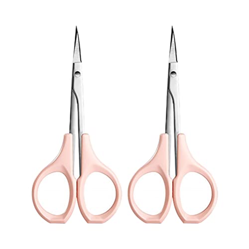 FRCOLOR Tijeras para Cejas de Acero Inoxidable Tijeras Rectas Tijeras para Recortar Barba Pequeña Tijeras para Pelo Facial Tijeras de Belleza Nariz para Mujeres Hombres 2 Piezas