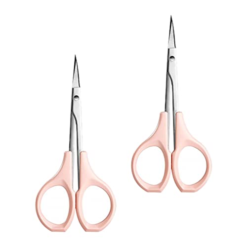 FRCOLOR Tijeras para Cejas de Acero Inoxidable Tijeras Rectas Tijeras para Recortar Barba Pequeña Tijeras para Pelo Facial Tijeras de Belleza Nariz para Mujeres Hombres 2 Piezas