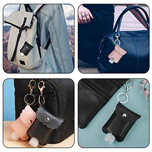 Funda de desinfectante de Manos de 4 Piezas,Envase Cosmético Vacío, Llavero Portátil, Utilizado para Escalar, Viajar, Actividades al Asire Libre, Escuela,4 Colores