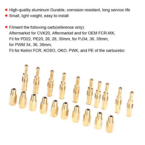Fydun Carburador Jets Principales Kit de chorros piloto lento principal carburador de 20 piezas para Keihin OKO KOSO PE PWK Carb