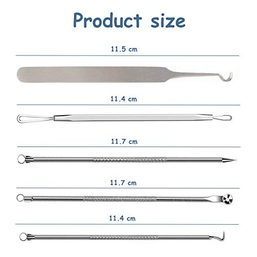 GeekerChip 5 Piezas de Herramientas (Conjunto) para Eliminar Espinillas,Blackhead Remover Aguja de Acné para Quita Espinillas Granos Comedones