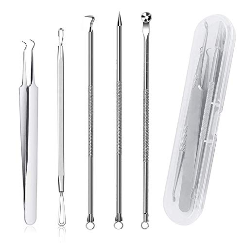 GeekerChip 5 Piezas de Herramientas (Conjunto) para Eliminar Espinillas,Blackhead Remover Aguja de Acné para Quita Espinillas Granos Comedones