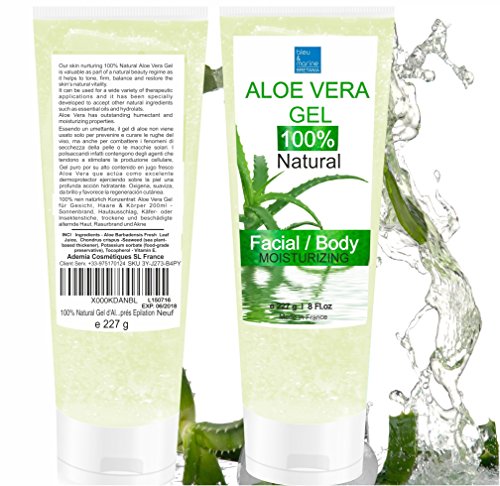 Gel de Aloe Vera Gel Hidratante Rostro Cuerpo 200 ml- 100% Natural Gel de DEPILACIÓN