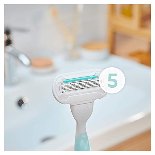 Gillette Venus Deluxe - Cuchillas de afeitar suaves y sensibles para mujer, paquete de 6 recambios de cuchillas de afeitar, Lubrastrip con un toque de aloe vera