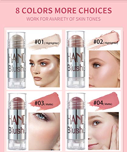 GL-Turelifes Blush Stick Blush Cream Lápiz de colorete hidratante, iluminador y recortador, colorete en barra que aumenta el brillo y el estado de ánimo El maquillaje de mejillas agrega brillo (#04)