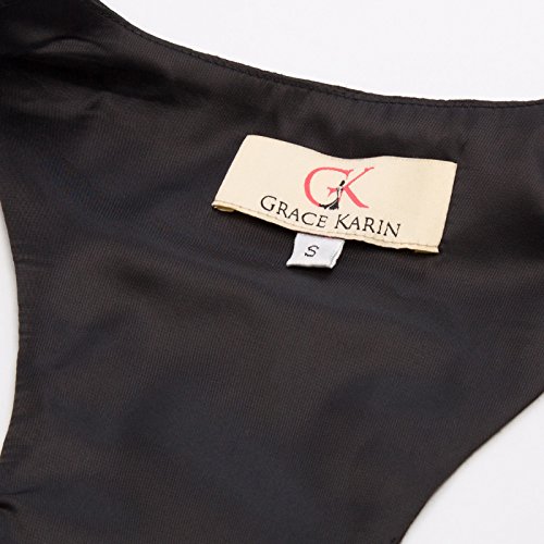 GRACE KARIN Chaleco Victoriano de Jacquard para Mujer Mediano Steampunk Negro L