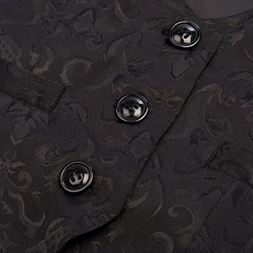 GRACE KARIN Chaleco Victoriano de Jacquard para Mujer Mediano Steampunk Negro L