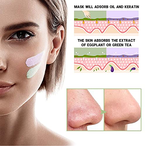 Green Stick Mask, Green Tea Cleansing Mask, Mascarilla Limpiadora Facial, Mascarilla Purificadora de Té Verde y Berenjena para limpieza del acné, eliminación profunda de puntos negros (2 Sticks)