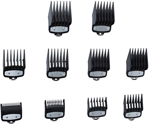 Guías de Corte de Repuesto Compatible con Wahl Cortapelos, Peine Profesional Peines de Límite Peines Cortapelos de 10 Piezas Poweka para Wahl
