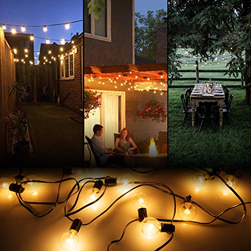 Guirnalda luminosa exterior con 25 bombillas de color blanco cálido con 3 de repuesto, 7.62 metros de cable, decoración interior y exterior, Halloween, Navidad, boda