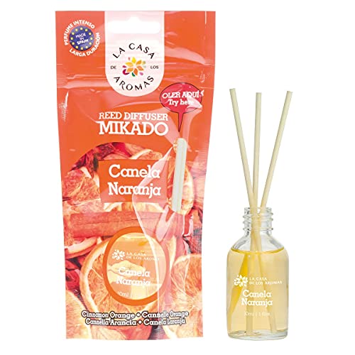 H HANSEL HOME Ambientador Mikado Difusor de Varillas Perfumadas Canela Naranja 30ml