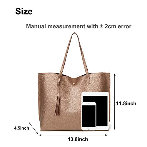 HAHONIA Bolso de Hombro de Gran Capacidad de Piel Sintética Suave a la Moda Bolso de Mano con Borlas para Mujer BW-027-CH
