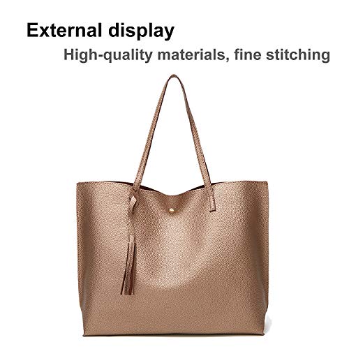 HAHONIA Bolso de Hombro de Gran Capacidad de Piel Sintética Suave a la Moda Bolso de Mano con Borlas para Mujer BW-027-CH