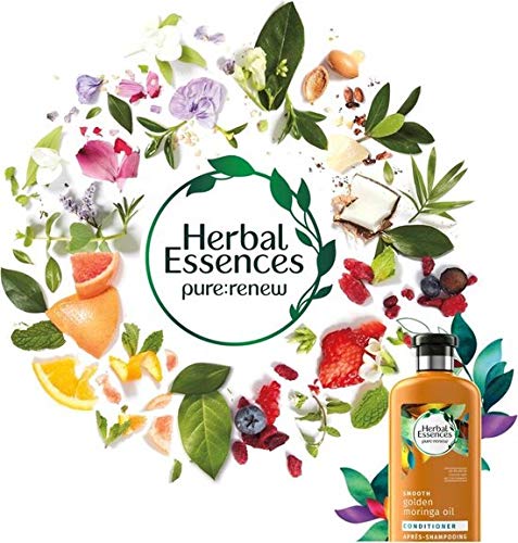 Herbal Essences - Acondicionador de aceite de moringa dorado suave, 90 % de ingredientes de origen natural, sin parabenos, sin colorantes, sin siliconas, sin parafina, lote de 200 ml