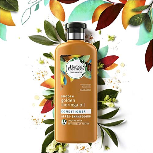 Herbal Essences - Acondicionador de aceite de moringa dorado suave, 90 % de ingredientes de origen natural, sin parabenos, sin colorantes, sin siliconas, sin parafina, lote de 200 ml