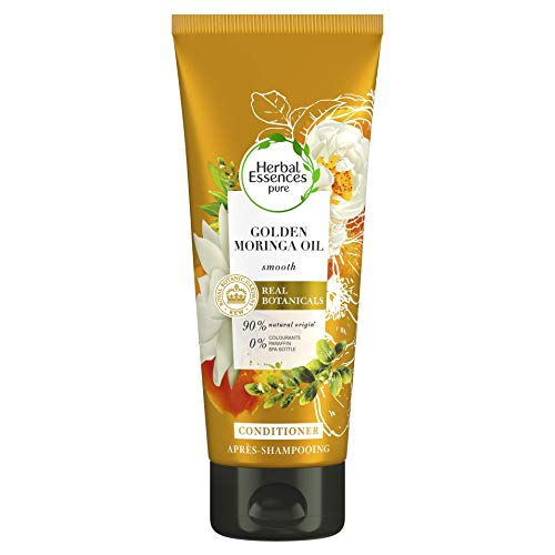 Herbal Essences - Acondicionador de aceite de moringa dorado suave, 90 % de ingredientes de origen natural, sin parabenos, sin colorantes, sin siliconas, sin parafina, lote de 200 ml