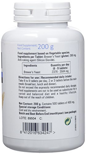 HIJAS DEL SOL Levasol - Levadura de Cerveza - Vitaminas para el pelo, pelo cuidado, anticaída - 500 Comprimidos