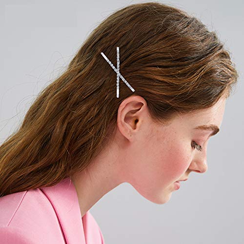 HQdeal 12 Piezas Rhinestone Bobby Horquilla, Clips de Pelo Mujeres, Plata Pinza de Pelo, Pinza De Pelo, Horquilla de Pelo Boda, Pinzas Pelo Accesorios para Damas Niñas Regalo y Cumpleaños
