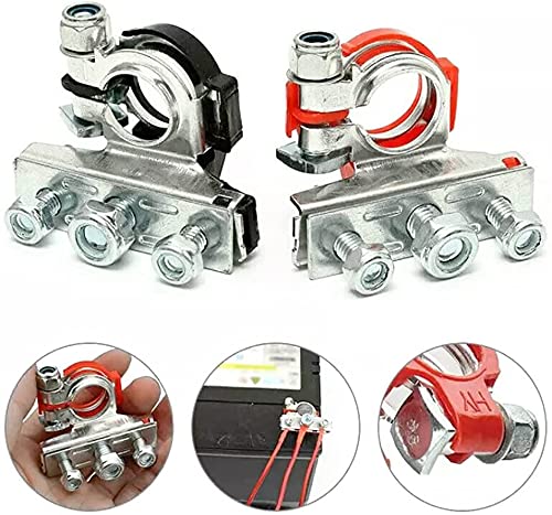 HUAZIZ 2 Piezas Terminal de Batería Positivos y Negativos,12V Bornes Bateria Coche de Ocio de 3 Vías, para Automóviles, Barcos, Camiones, Caravan, Motorhome