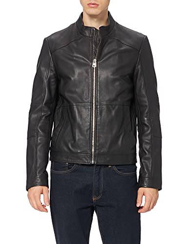 HUGO Lokis Chaqueta de Cuero, Negro1, XL para Hombre