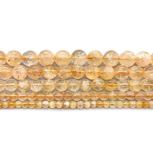 HZLXF1 Citrinos Naturales Cristal Amarillo Redondeo de Las Perlas de Piedra Sueltas for la fabricación de Joyas Collar de Bricolaje 4/6/3/10 / 12mm 15"