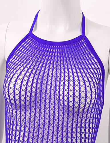 iiniim Baby Doll Mujer Vestido Ajustado Corto Transparente Sexy Ropa Interior Mini Vestido Bodycon Conjunto de Lenceria Picardias Fishnet Morado Talla Única