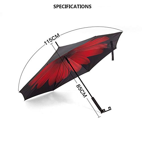 Impermeable A Prueba De Viento Plegable Umbrell Paraguas De Viaje Invertido Inalámbrico Bluetooth Selfie Paraguas Inverso Coche De Pie Doble Paraguas,A
