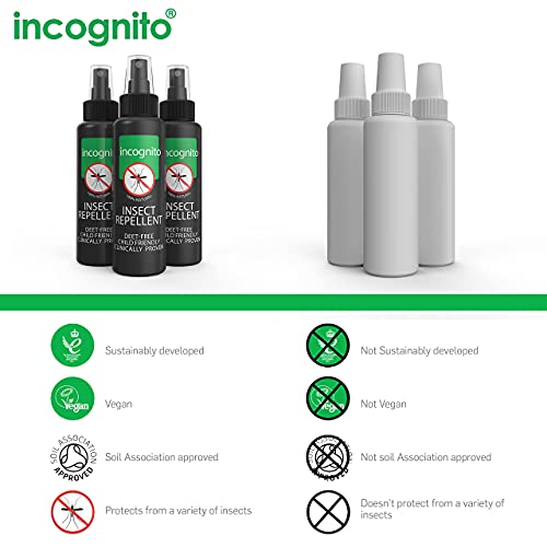 Incognito Spray Repelente de Mosquitos 100% Natural - 100 ml (paquete de 3)