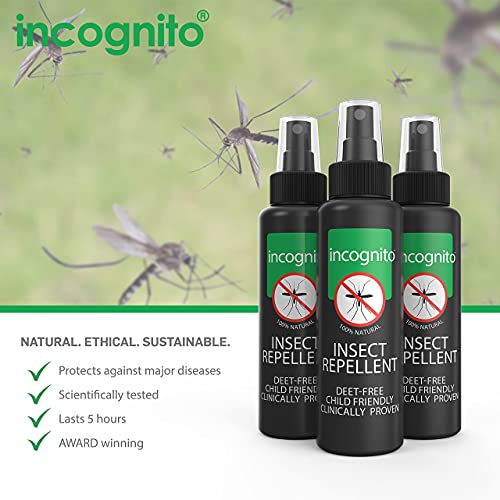 Incognito Spray Repelente de Mosquitos 100% Natural - 100 ml (paquete de 3)