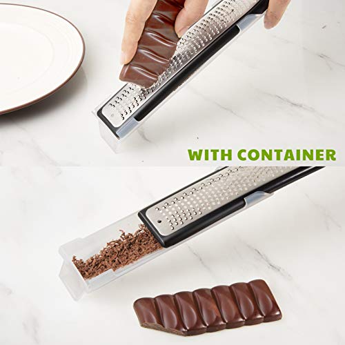 iNeibo Rallador Cocina, Rallador de Queso y Limón, Acero Inoxidable+Funda Protectora, Ideal para Nuez Moscada, Ajo, Jenjibre, Chocolate, Naranja, Apto para Lavavajillas (Negro)
