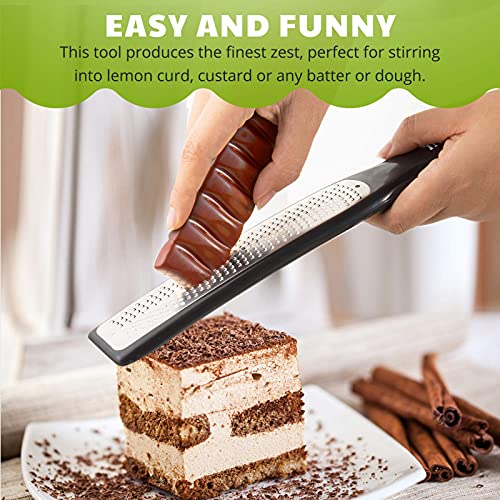 iNeibo Rallador Cocina, Rallador de Queso y Limón, Acero Inoxidable+Funda Protectora, Ideal para Nuez Moscada, Ajo, Jenjibre, Chocolate, Naranja, Apto para Lavavajillas (Negro)