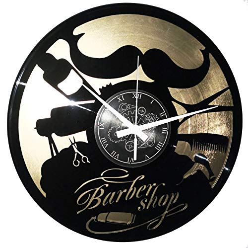 Instant Karma Clocks - Reloj de Pared de Vinilo LP 33 RPM instantáneo Karma Idea Regalo Vintage peluquería salón Belleza barbería Shop (Oro), silencioso