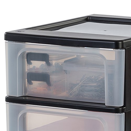 Iris Ohyama, Torre de Almacenamiento, Organizador, 6 Cajones de 7 L, Tamaño A4, Cajones Transparentes, Oficina, Sala de Estar - Organizer Chest Och-2006 - Negro