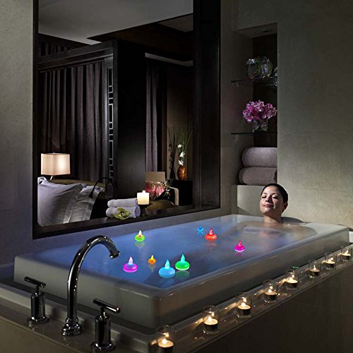 Itian Conjunto de 12 Flotantes, Velas LED, Luces Coloridas Cambio del Estado de ánimo, a Prueba de Agua y sin Llama, para la Boda Decoración de Navidad