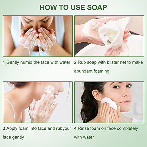 Jabón Facial Jabon Acne Jabón de Aceite de Arbol de té, Jabón Hecho a Mano Orgánico Natural Puro, Antibacteriano, Tratamiento Eficaz Del Acné, Elimina los Puntos Negros, 80g