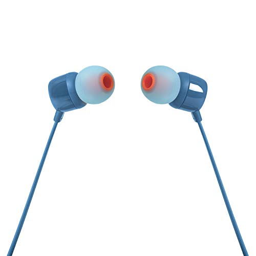 JBL T110 Auriculares In Ear con Pure Bass - Con manejo de un solo botón y micrófono, color azul
