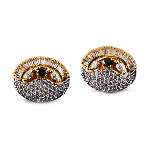 Jewelrygift Pendientes hechos a mano indios, chapados en oro, estilo casual, elegante, colección de joyería para niñas y mujeres, Gema, zirconio cúbico,