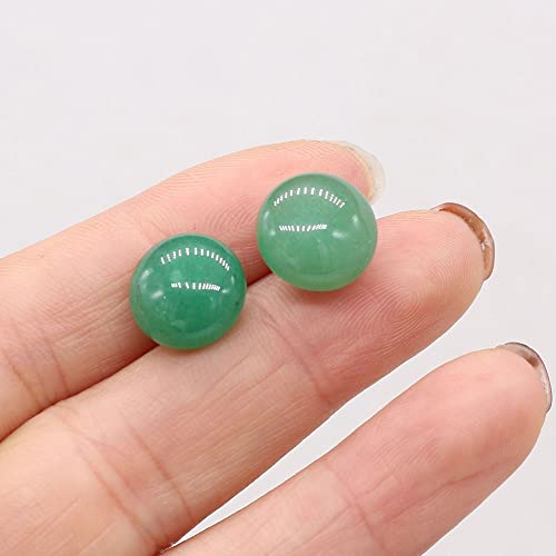 JIUXIAO Pendientes Redondos de Piedra Natural Amatistas Ojo de Tigre Cristal Oreja Simple Pendientes Bohemios Hechos a Mano Joyas para Mujeres Pendientes-Color Oro Puro, Blanco