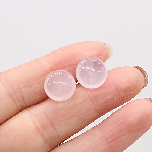 JIUXIAO Pendientes Redondos de Piedra Natural Amatistas Ojo de Tigre Cristal Oreja Simple Pendientes Bohemios Hechos a Mano Joyas para Mujeres Pendientes-Color Oro Puro, Blanco