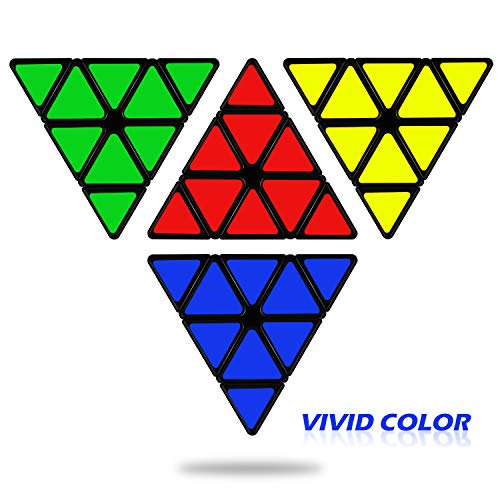 JQGO Triángulo Piramide Speed Magic Puzzle Cube, Standard Triangle Pyraminx Pyramid Smooth Speed Reliable Puzzle – Professional Magic Cube For Kids and Adults, Negro