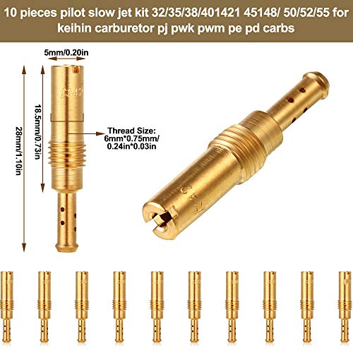 Juego de 20 piezas de carburador, boquilla principal lenta Pilot Jet Kit para carburador Keihin OKO KOSO PE PWK