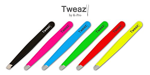 K-Pro TWEAZY Pinza de Acero Inoxidable para Depilar Cejas y Retirar Astillas (Neon Amarillo)
